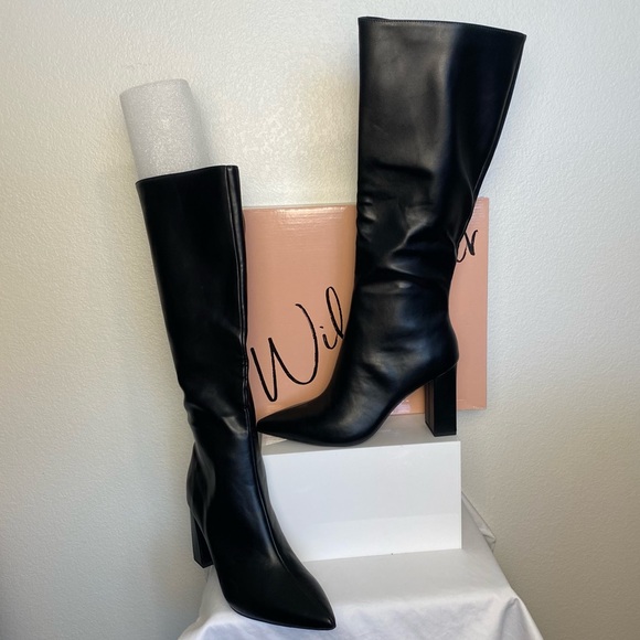 NWB Wild Pair Black Knee-High Block Heel Boots Size 10 - Picture 2 of 14
